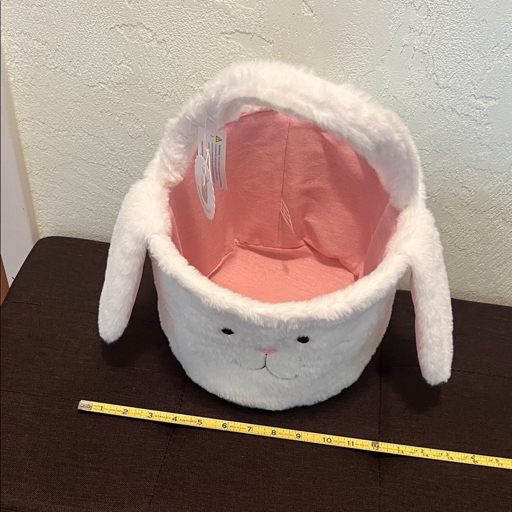 #1473=“16X10”Adorable Bunny Plush Basket - Pink and White - Picture 5 of 11